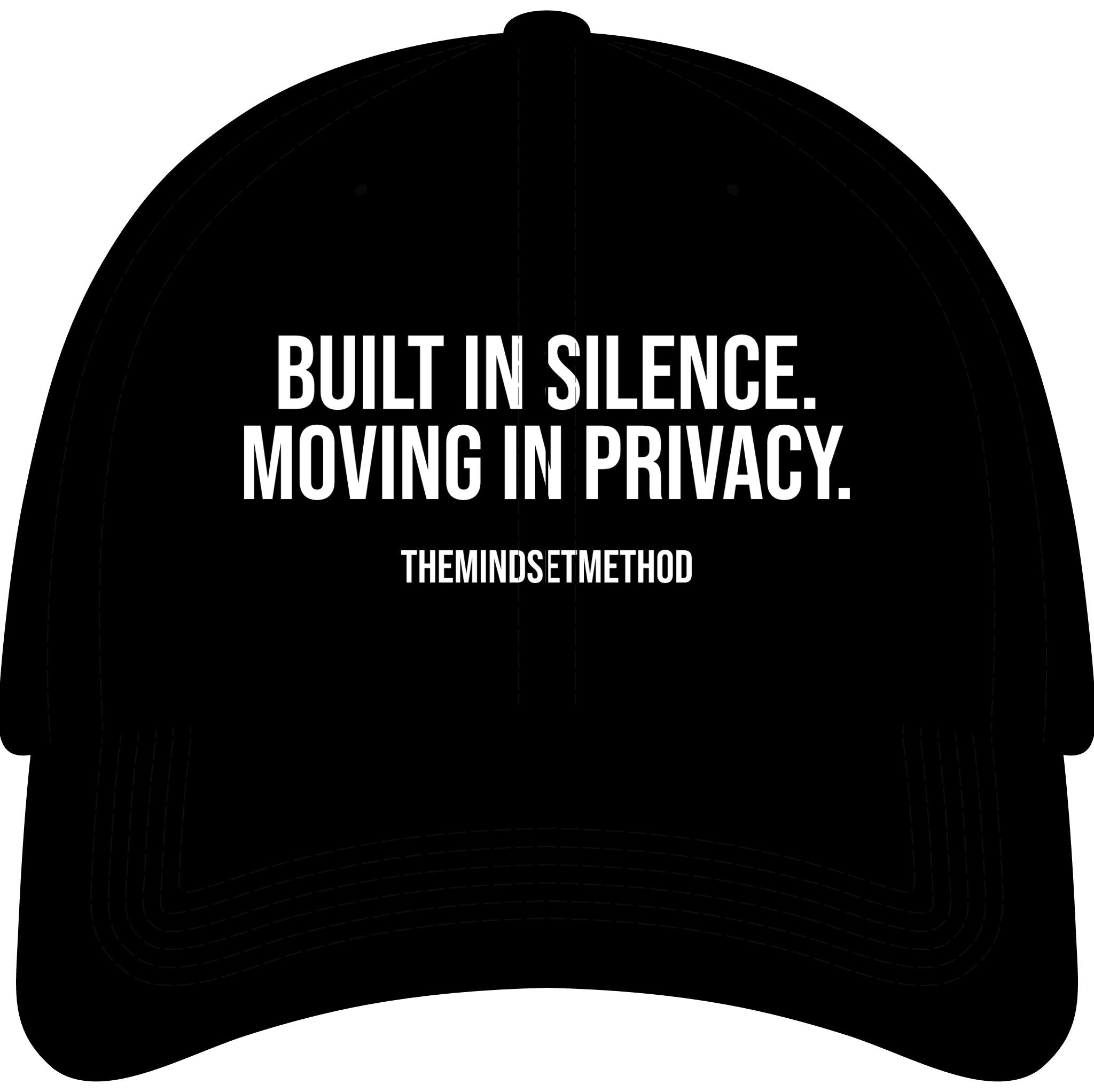 Youth Baseball Cap — "Built in Silence. Moving in Privacy." Embroidered Motivational Hat